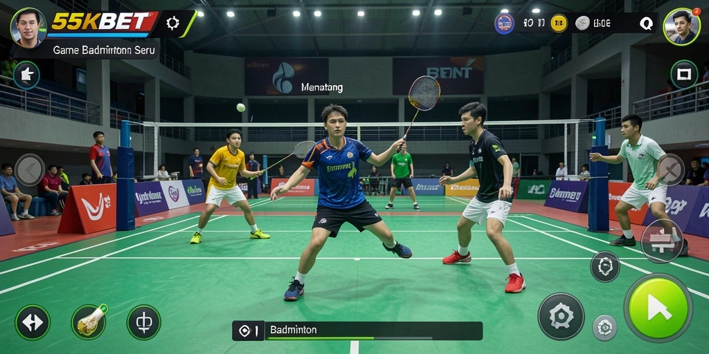Tampilan antarmuka 55KBET yang menarik saat bermain Badminton.