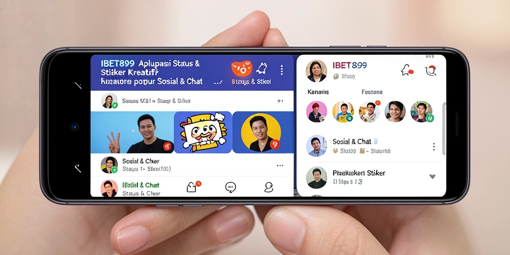 Antarmuka IBET899 dengan stiker dan status menarik.