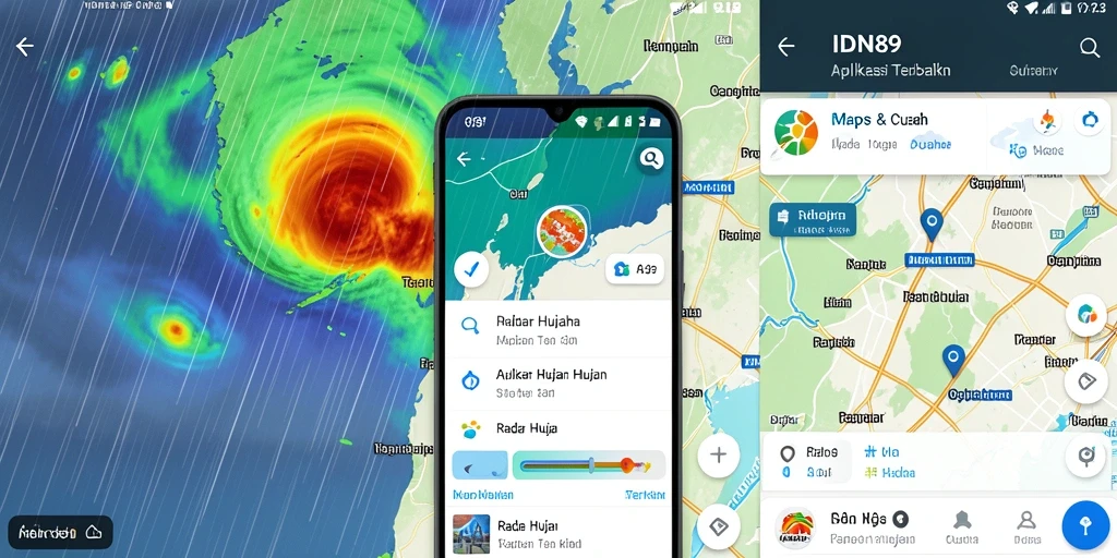 Antarmuka utama IDN89 menampilkan radar hujan terkini dan prakiraan cuaca.