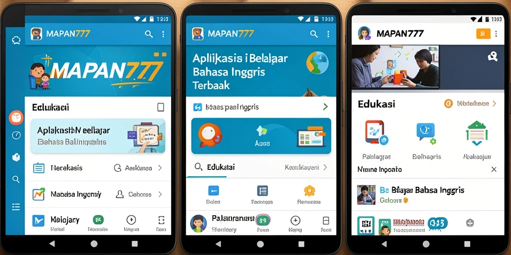Tampilan antarmuka MAPAN777 dengan berbagai fitur belajar bahasa Inggris.