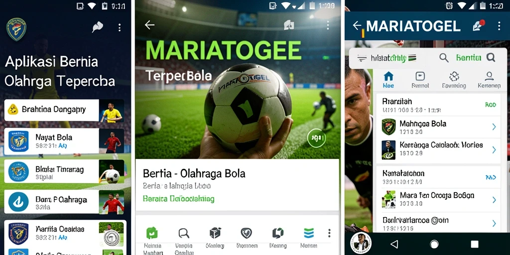 Antarmuka MARIATOGEL menampilkan berita olahraga bola terkini.