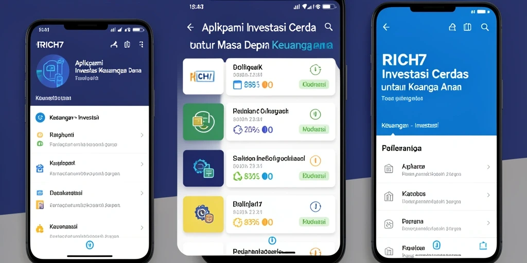 Tampilan antarmuka aplikasi RICH7 untuk investasi yang mudah dan informatif.