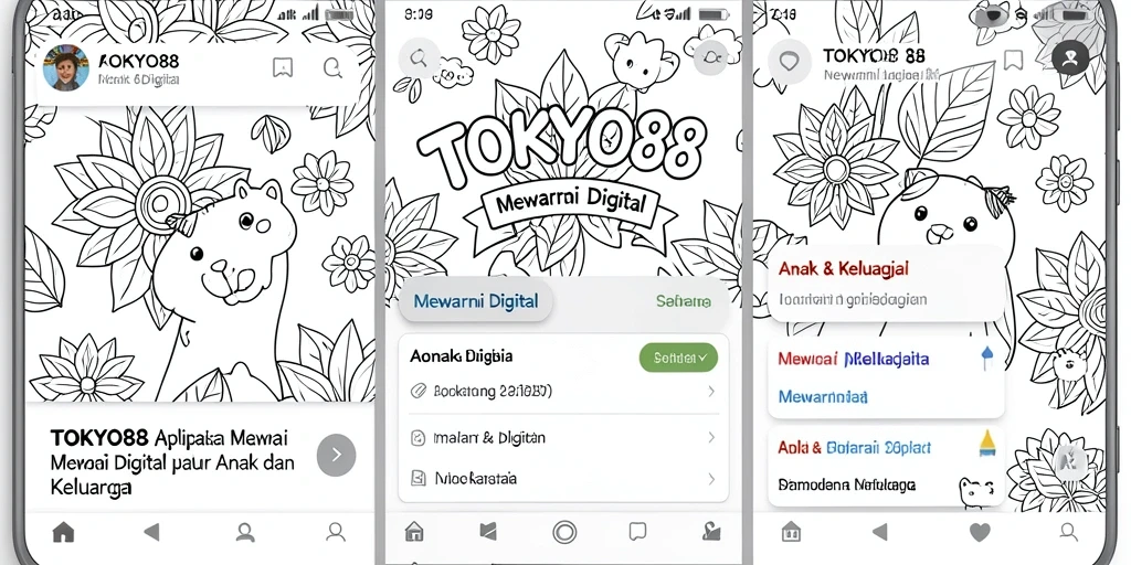 Tampilan antarmuka aplikasi Mewarnai Digital TOKYO88 yang menarik.